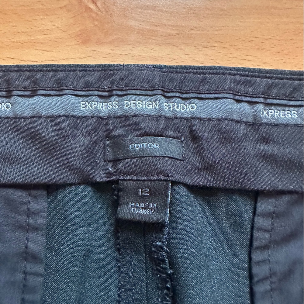 Express Dark Charcoal Gray Flare Cuffed Dress Pants bootcut trousers editor 12 - Picture 6 of 9